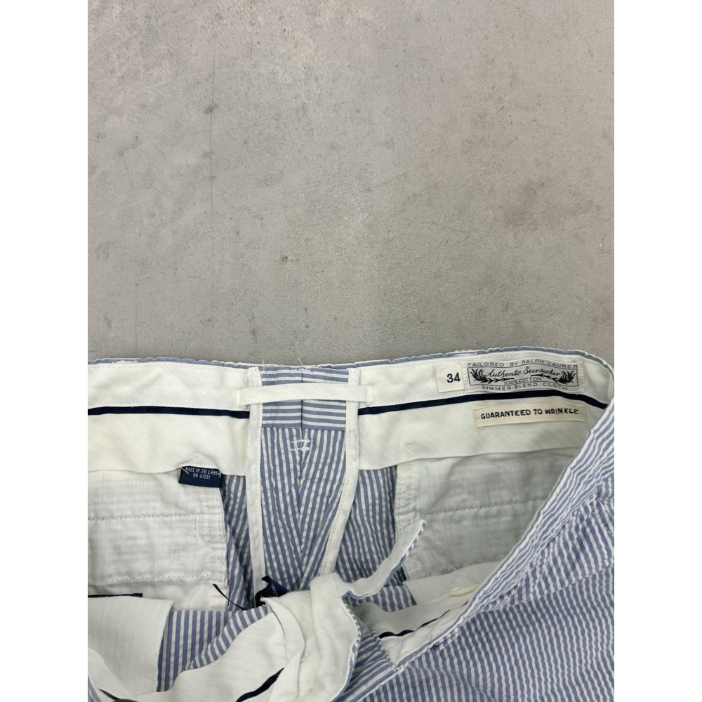 Polo Ralph Lauren Seersucker Pants Mens 34x30 Blue White Striped Summer Cotton - Picture 4 of 12